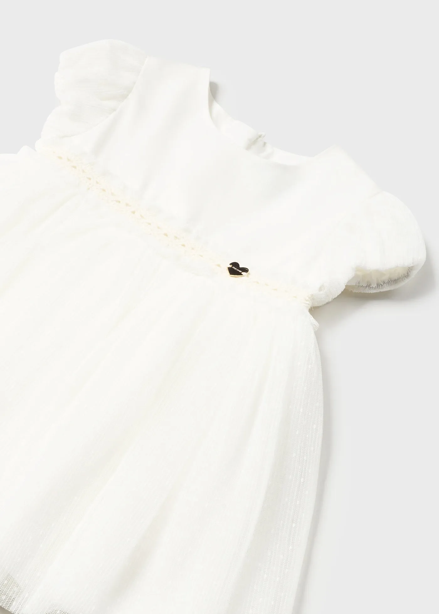 1904 - Pleated tulle dress for baby girl - Natural