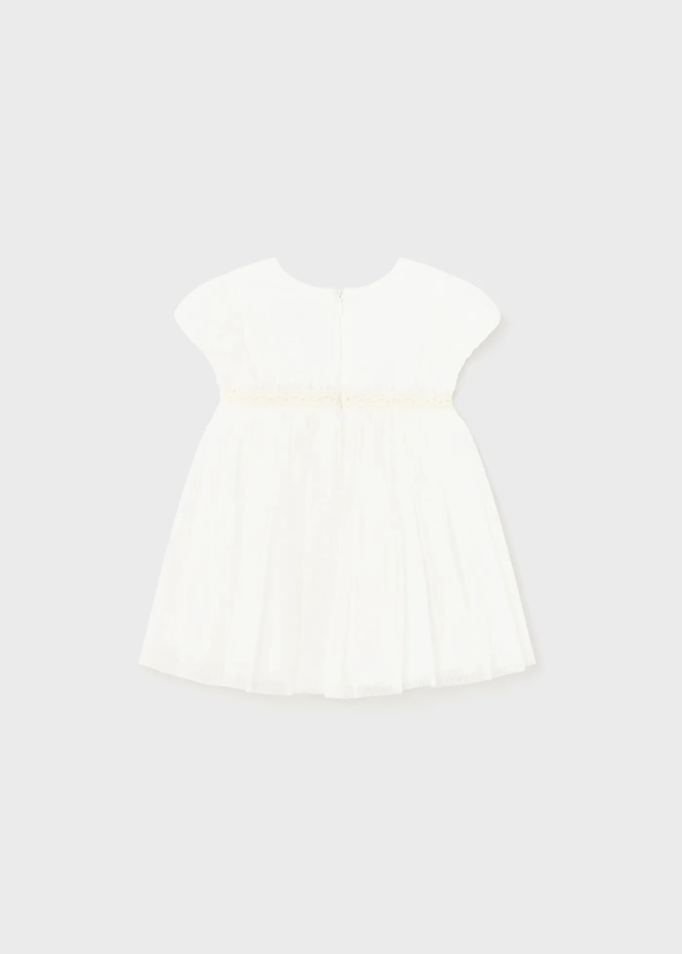 1904 - Pleated tulle dress for baby girl - Natural