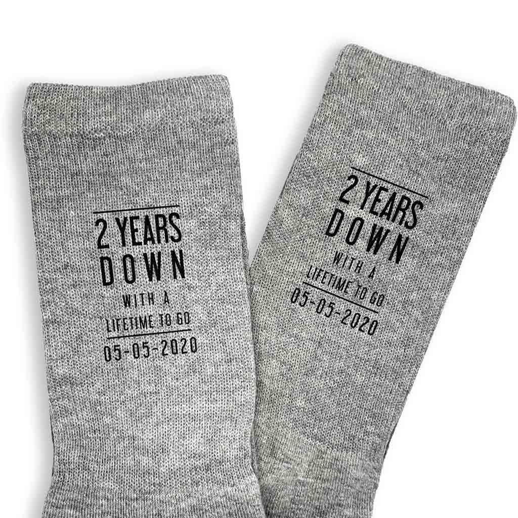 2nd Anniversary Mens Socks - 2 Years Down Personalized