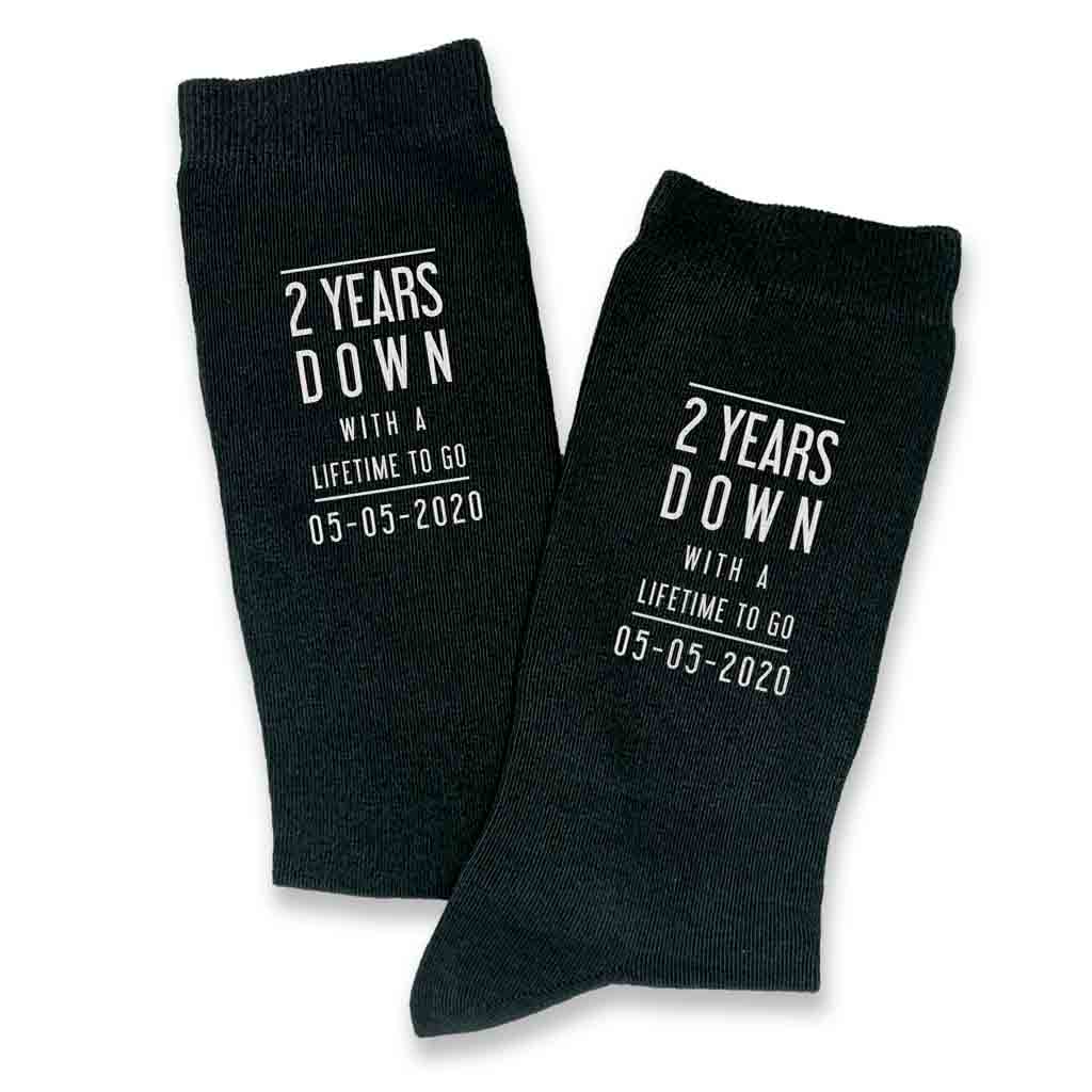 2nd Anniversary Mens Socks - 2 Years Down Personalized