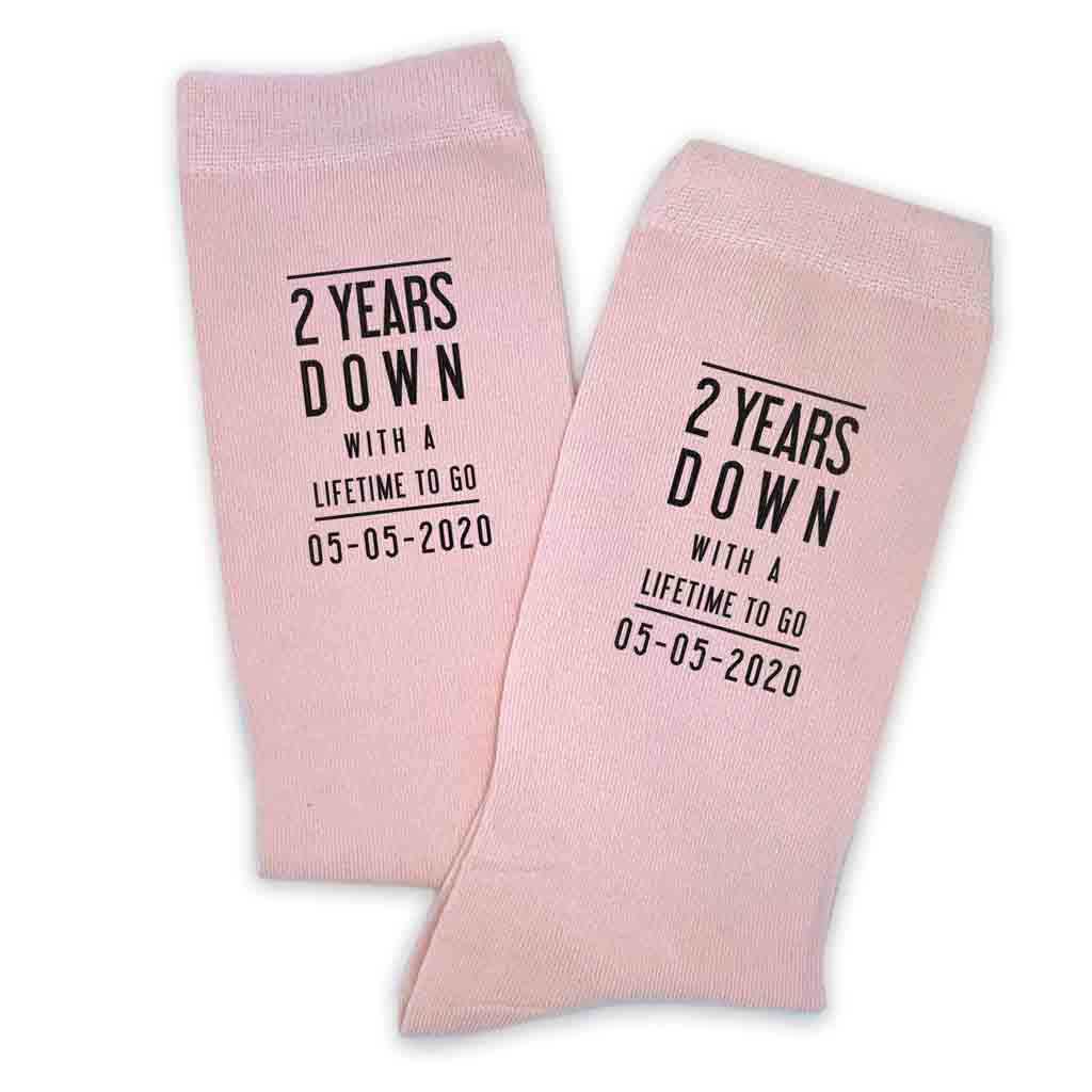 2nd Anniversary Mens Socks - 2 Years Down Personalized