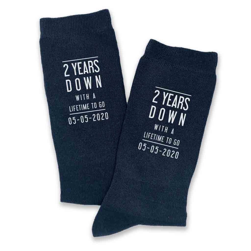 2nd Anniversary Mens Socks - 2 Years Down Personalized