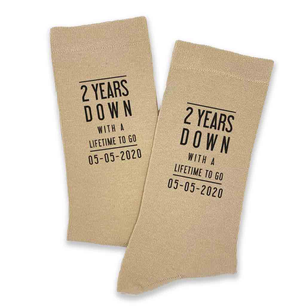 2nd Anniversary Mens Socks - 2 Years Down Personalized