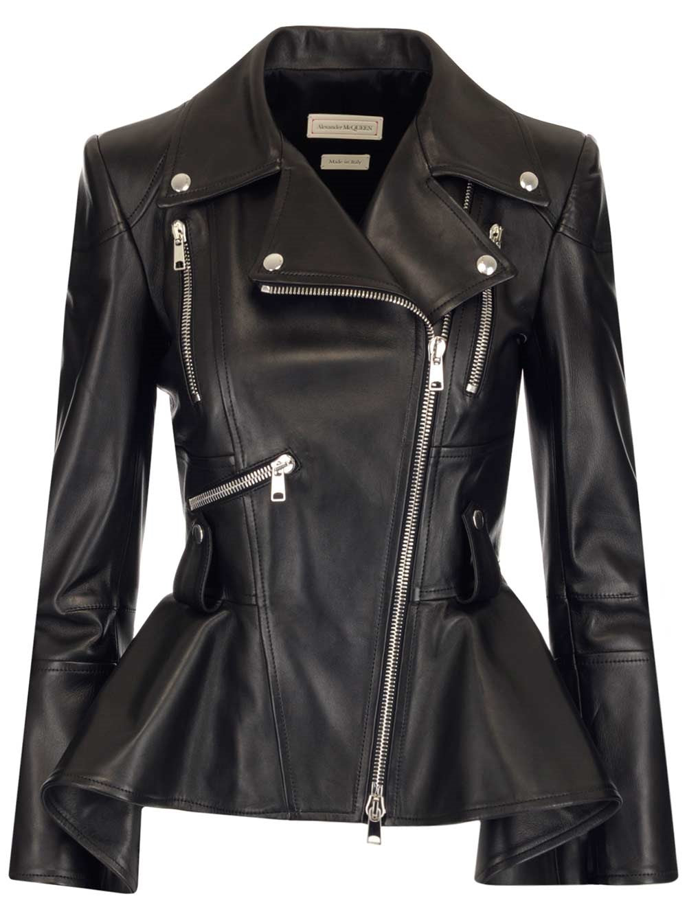 Alexander McQueen Asymmetric Zip Peplum Jacket