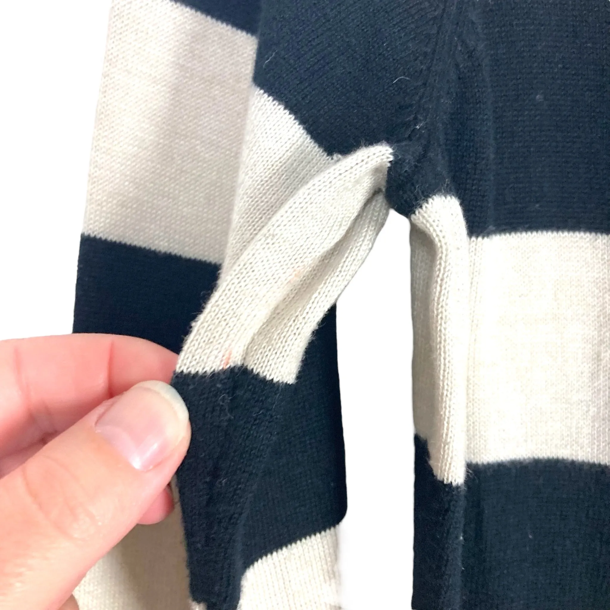 Amazon Essentials Black/Oatmeal Rugby Stripe Sweater- Size S (see notes)