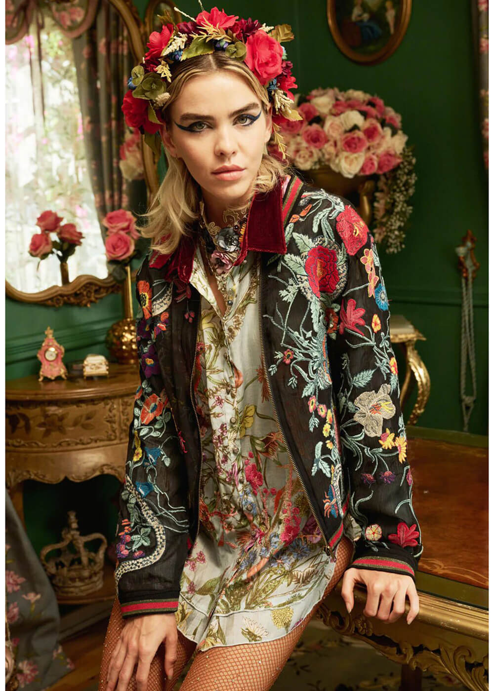 Aratta Bellezza Embroided Collage Jacket Black