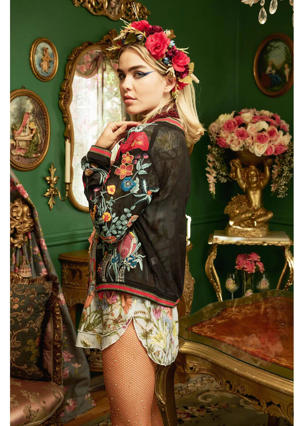 Aratta Bellezza Embroided Collage Jacket Black