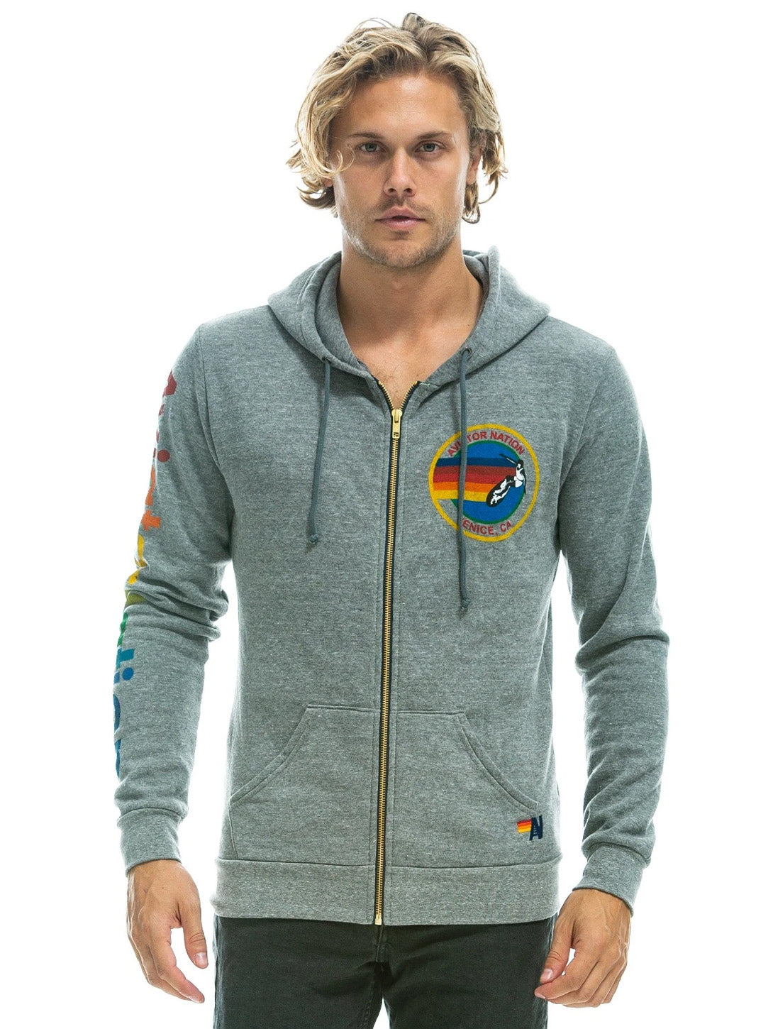 Aviator Nation Logo Zip Hoodie - Heather Grey