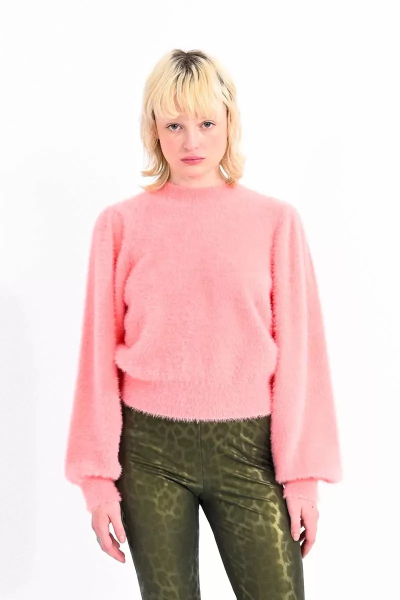 Balloon Sleeve Bubblegum Sweater