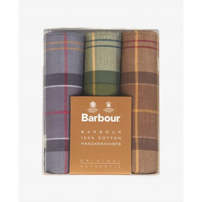 Barbour Mens Handkerchiefs Gift Box Set in Tartan Assortment 2