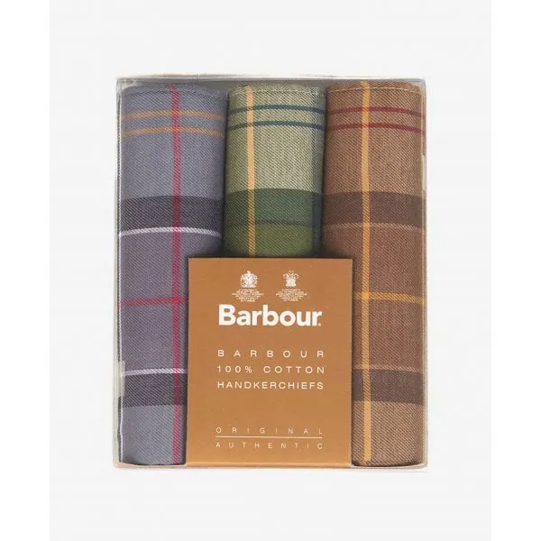 Barbour Mens Handkerchiefs Gift Box Set in Tartan Assortment 2