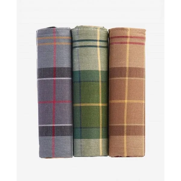 Barbour Mens Handkerchiefs Gift Box Set in Tartan Assortment 2