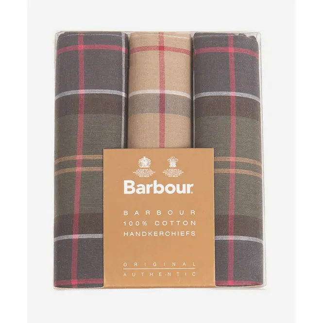 Barbour Mens Handkerchiefs Gift Box Set in Tartan Assortment