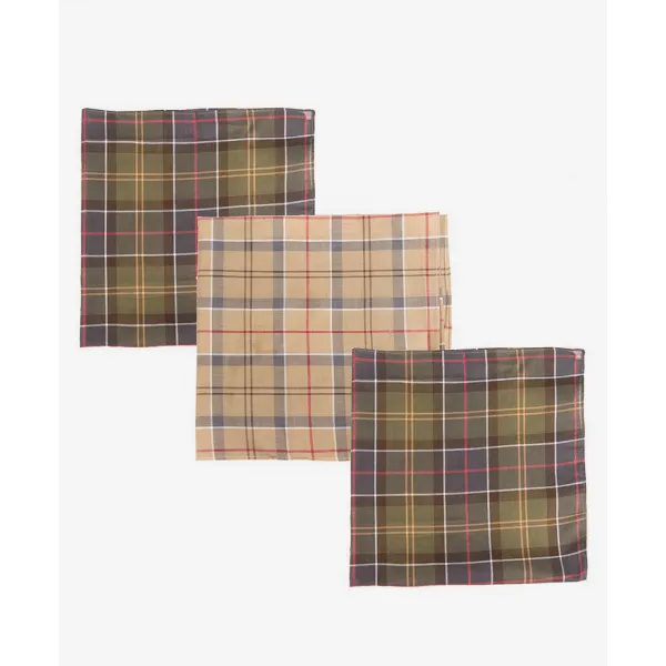 Barbour Mens Handkerchiefs Gift Box Set in Tartan Assortment