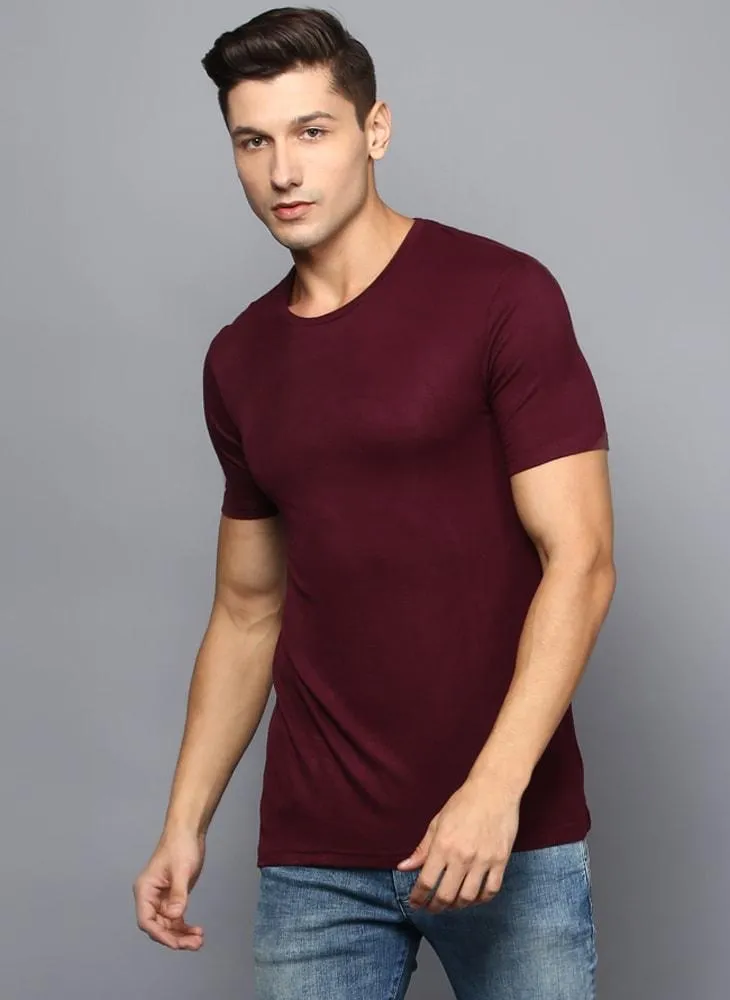 Basic Burgandy Crew Neck T-Shirt