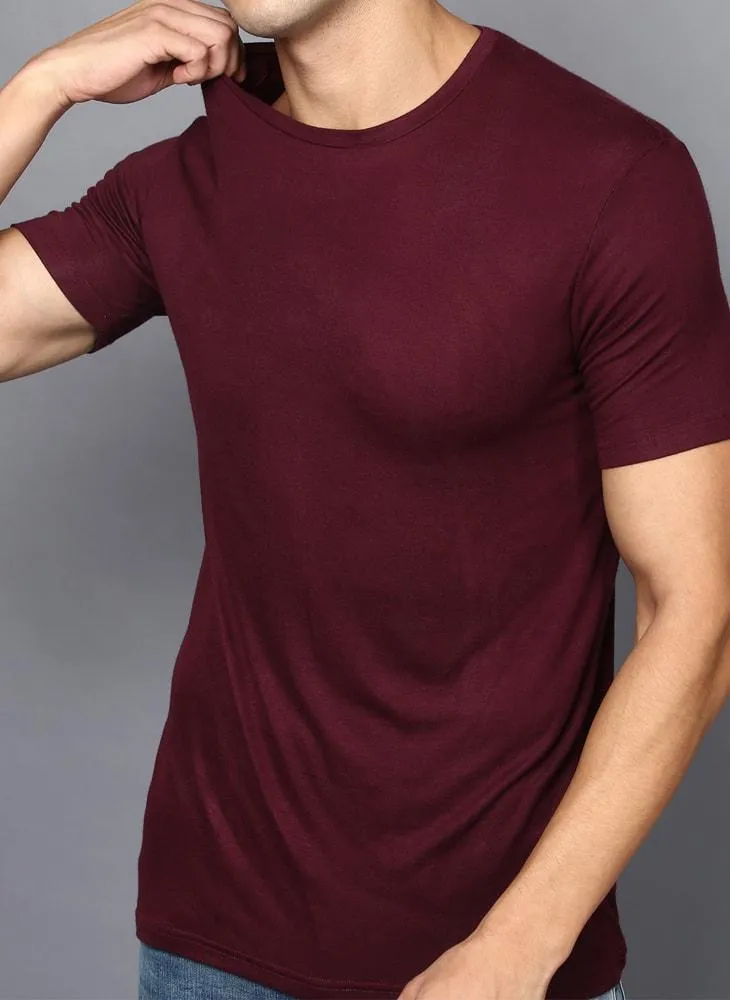 Basic Burgandy Crew Neck T-Shirt