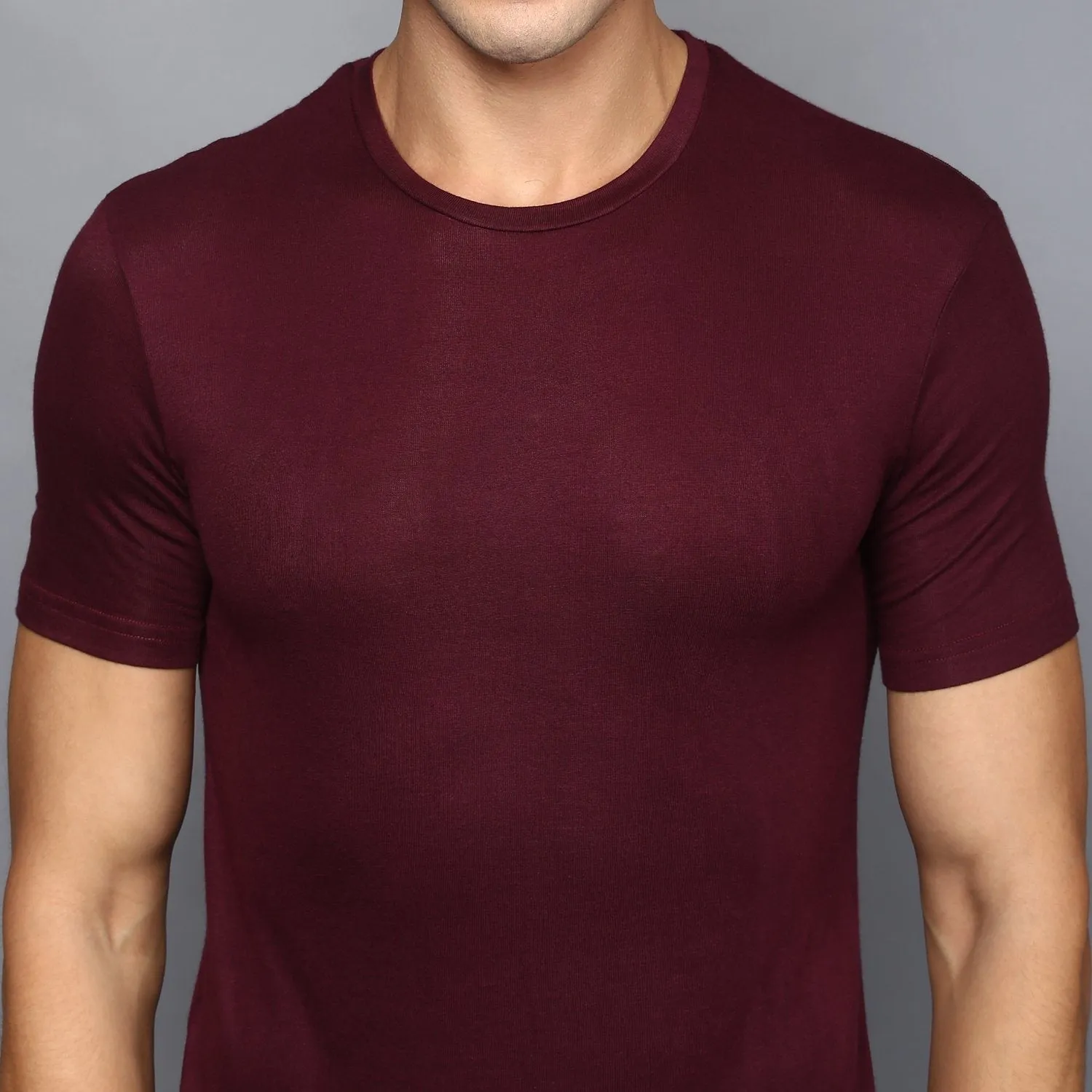 Basic Burgandy Crew Neck T-Shirt