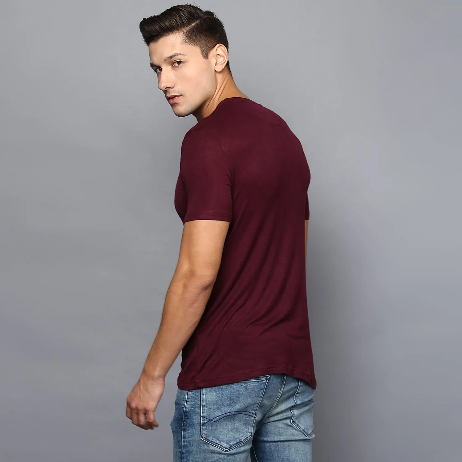 Basic Burgandy Crew Neck T-Shirt