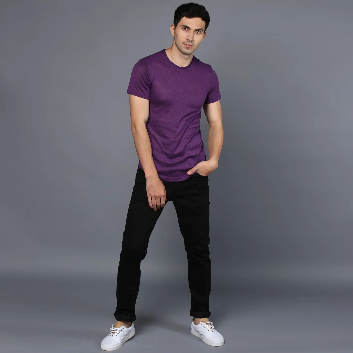 Basic Purple Crew Neck T-Shirt