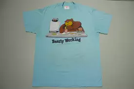 Bearly Working 1989 Graphics West Vintage 80's Funny Cartoon T-Shirt