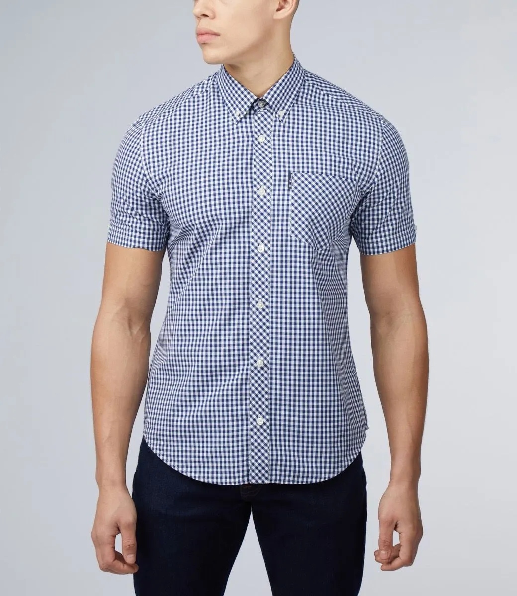 Ben Sherman Short Sleeve Core Gingham Shirt Dark Blue