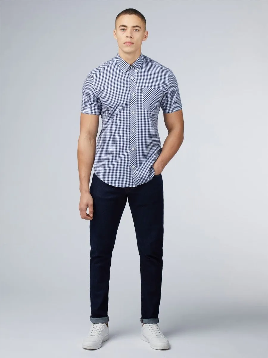 Ben Sherman Short Sleeve Core Gingham Shirt Dark Blue