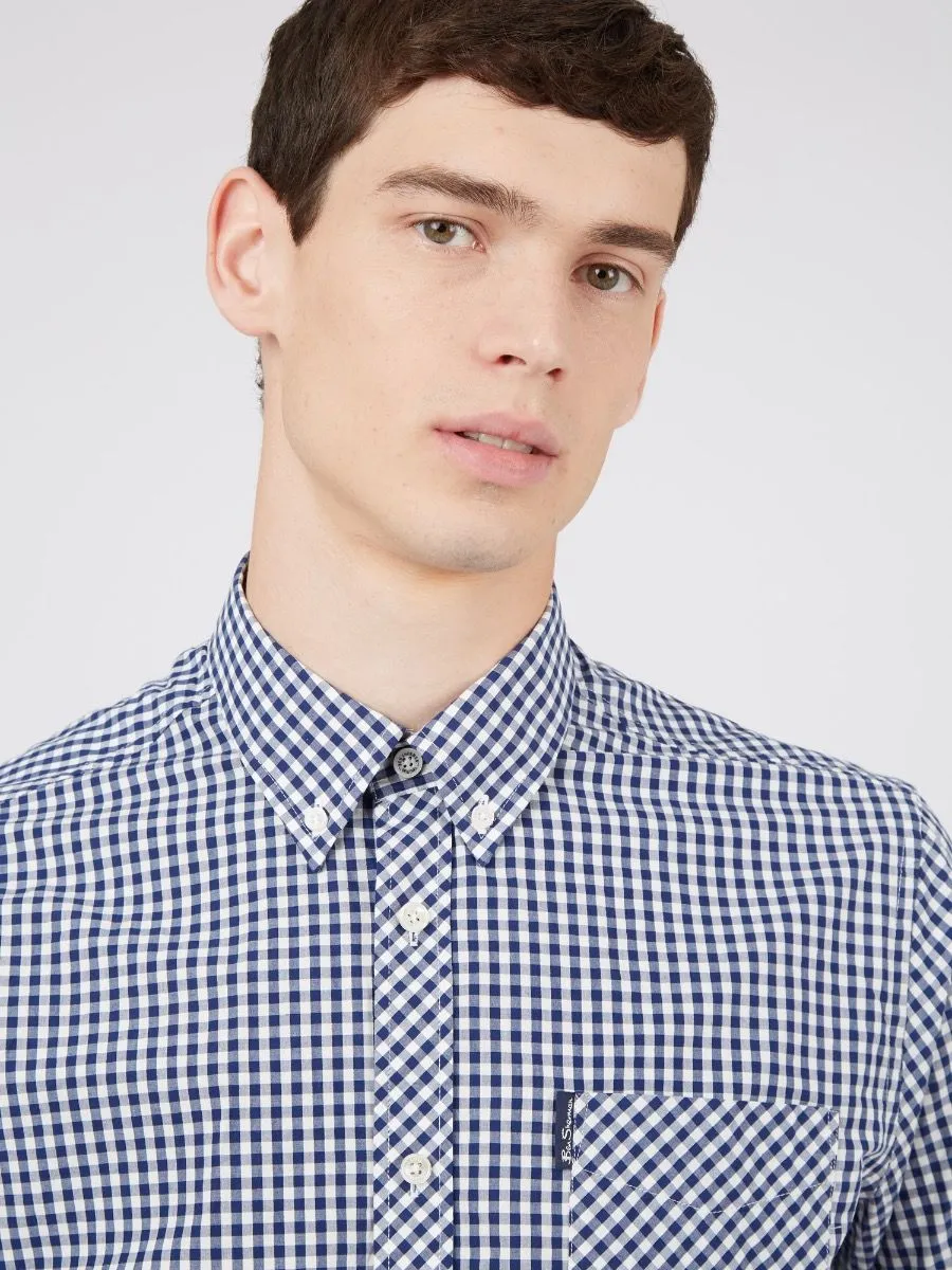 Ben Sherman Short Sleeve Core Gingham Shirt Dark Blue