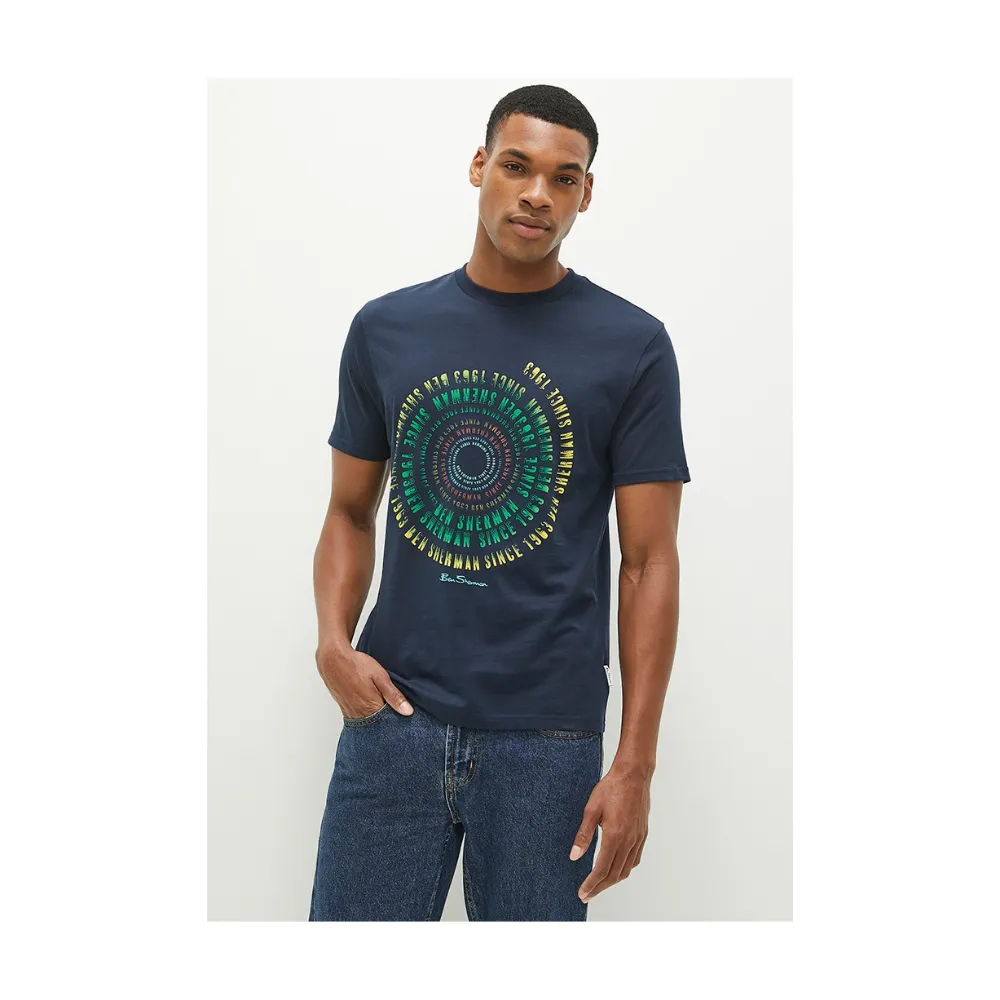 Bensherman W76122 Swirl Target Tee Shirt Navy