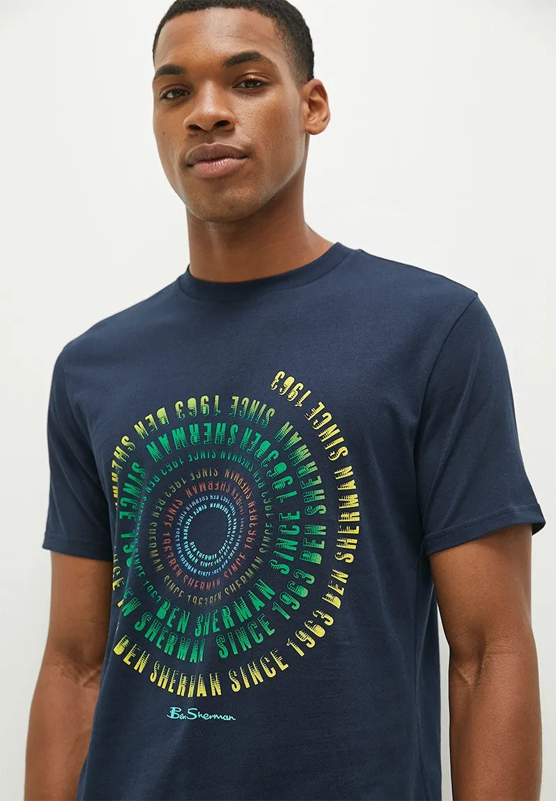 Bensherman W76122 Swirl Target Tee Shirt Navy