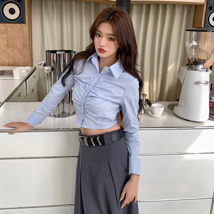 Blue Crop Runch Shirt