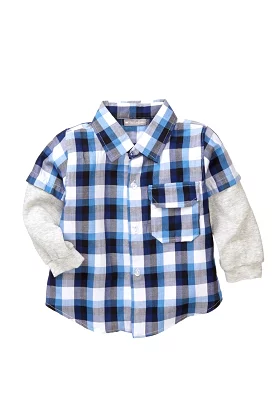 Blue Plaid Layered Shirt