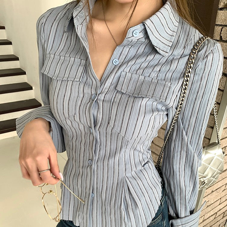 Blue Vertical Lined Shirt