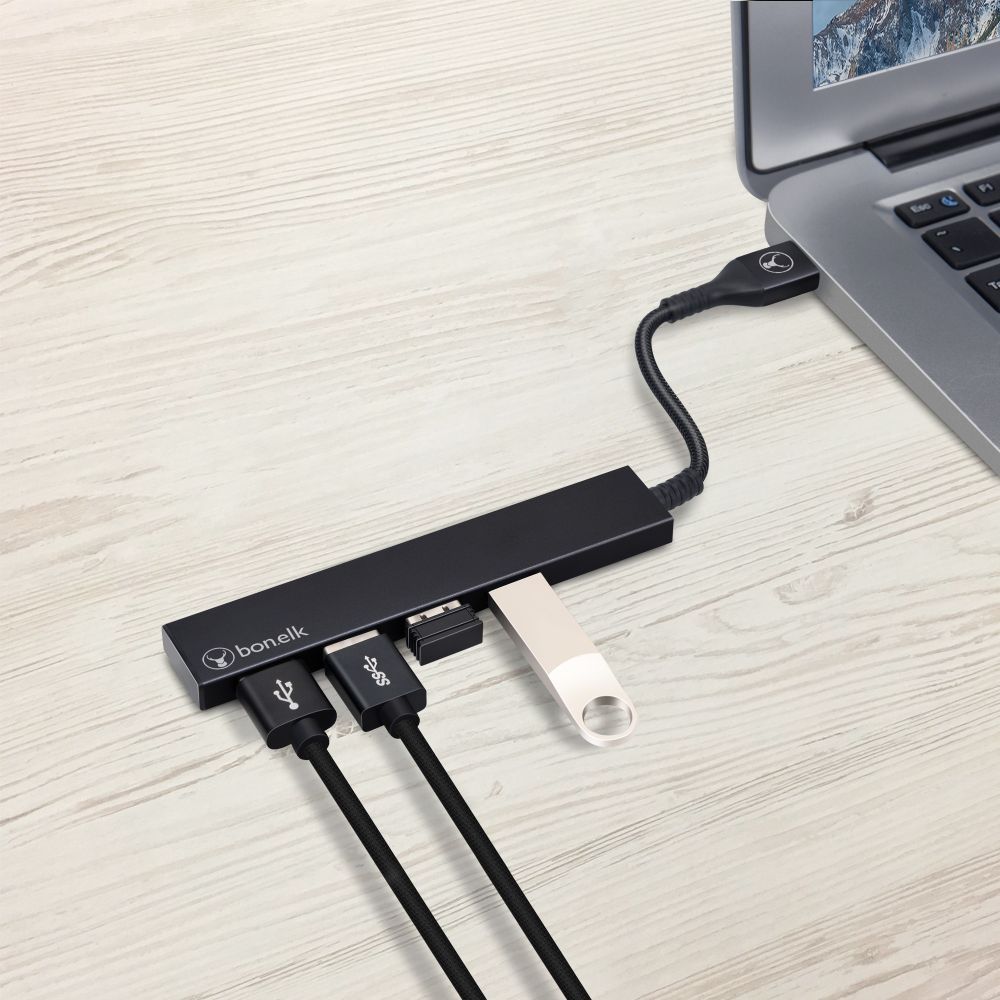 Bonelk Long-Life USB-A to 4 Port USB 3.0 Slim Hub