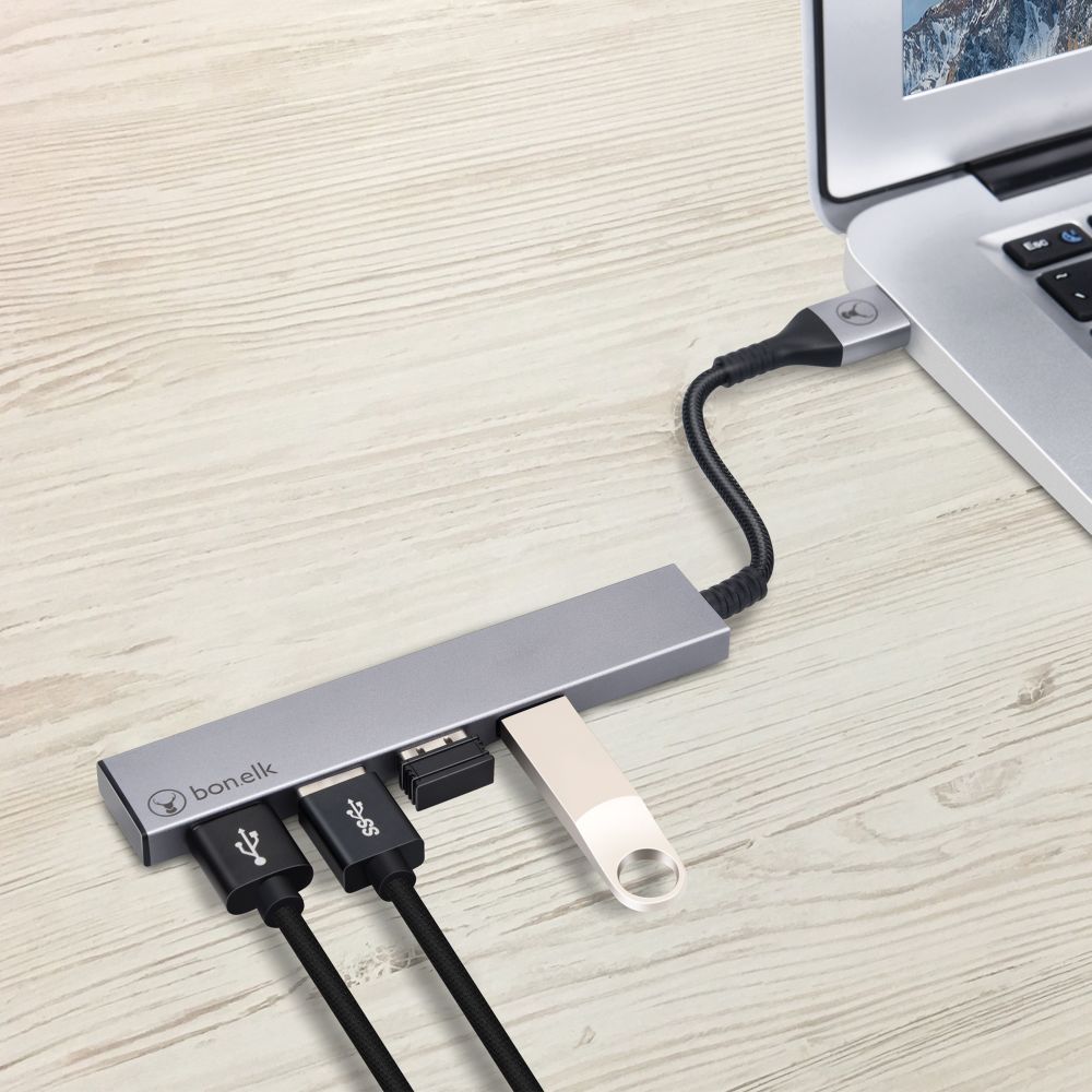 Bonelk Long-Life USB-A to 4 Port USB 3.0 Slim Hub