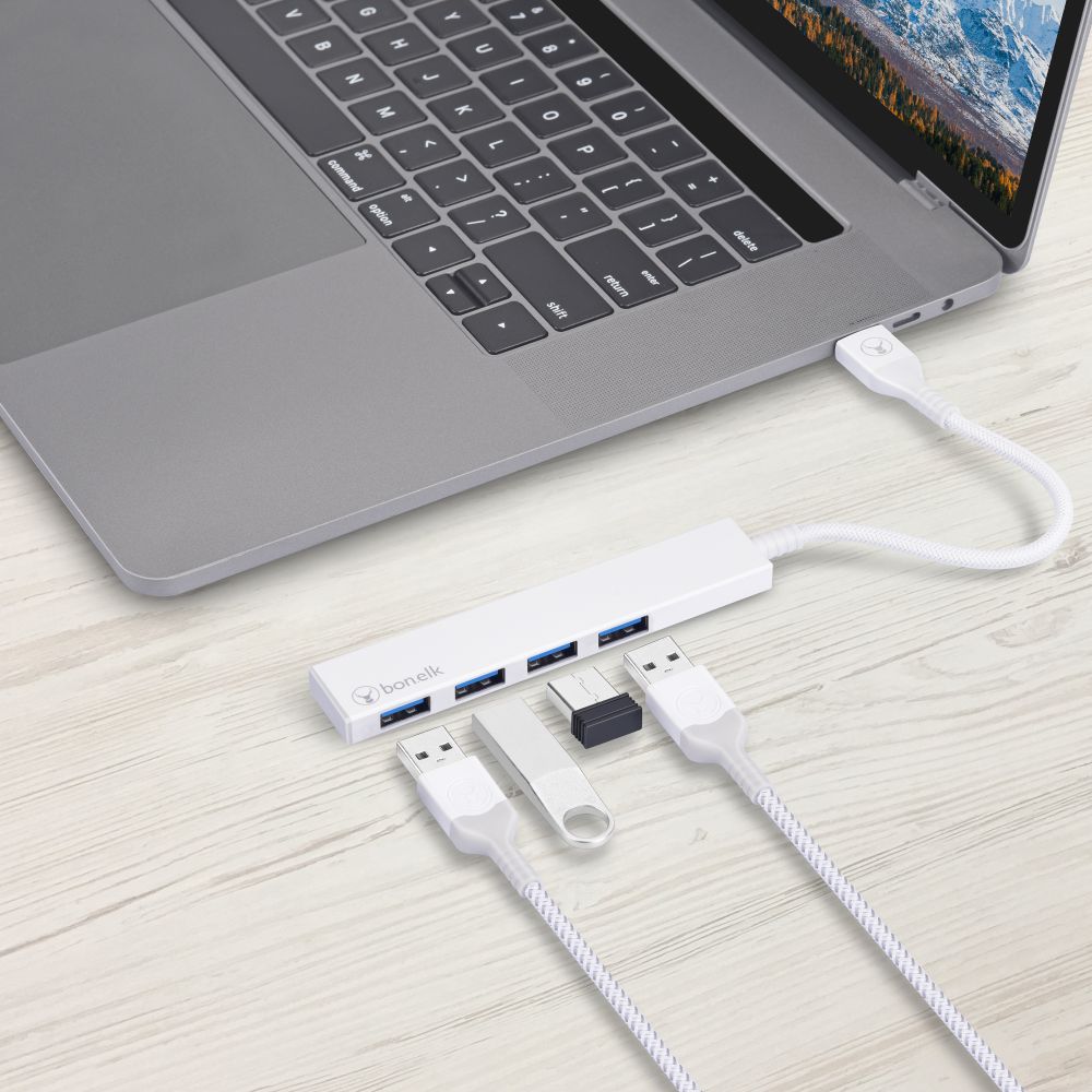 Bonelk Long-Life USB-A to 4 Port USB 3.0 Slim Hub