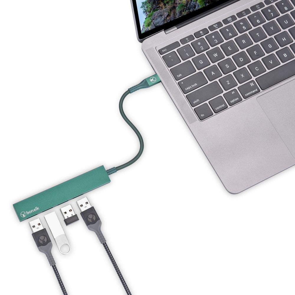 Bonelk Long-Life USB-C to 4 Port USB 3.0 Slim Hub