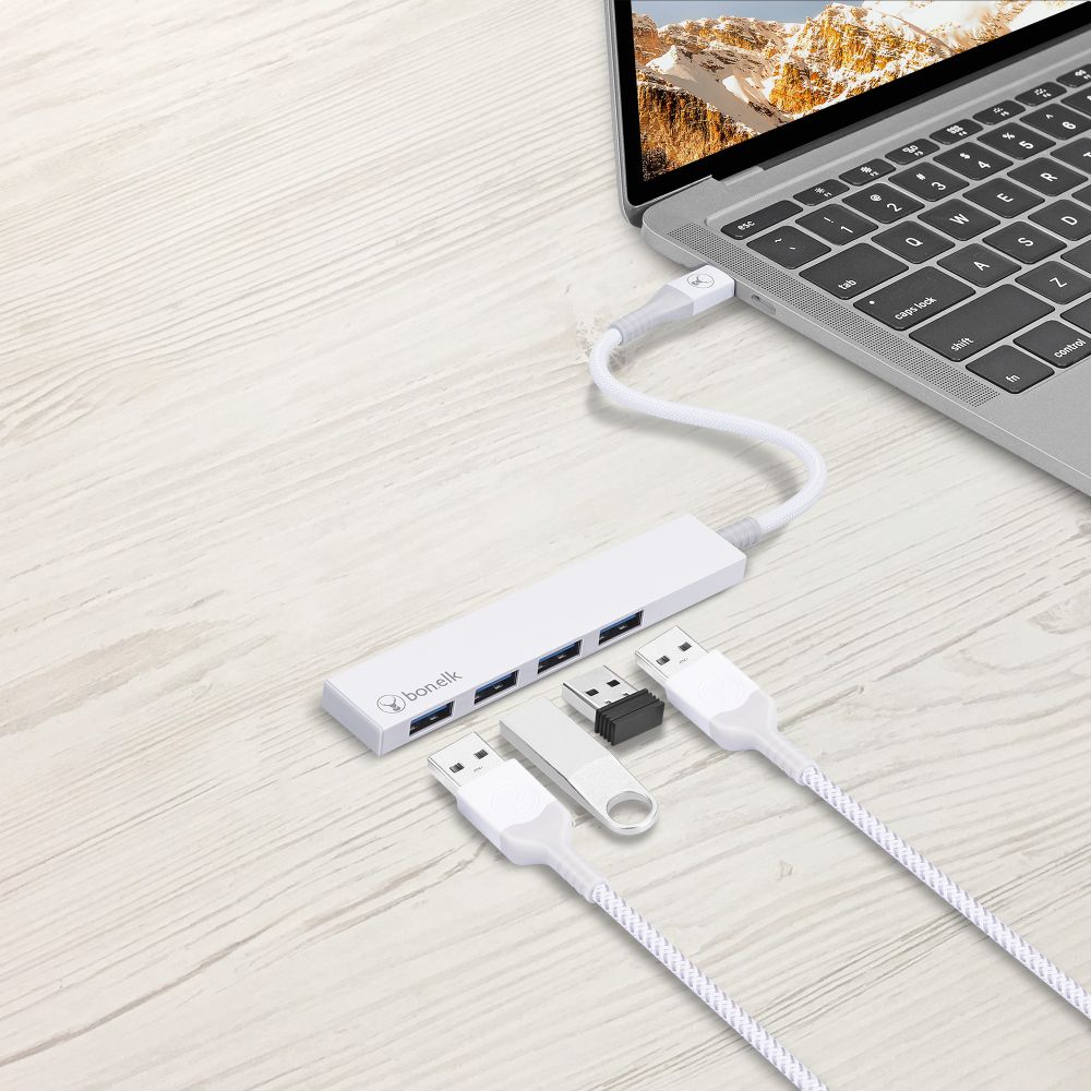 Bonelk Long-Life USB-C to 4 Port USB 3.0 Slim Hub