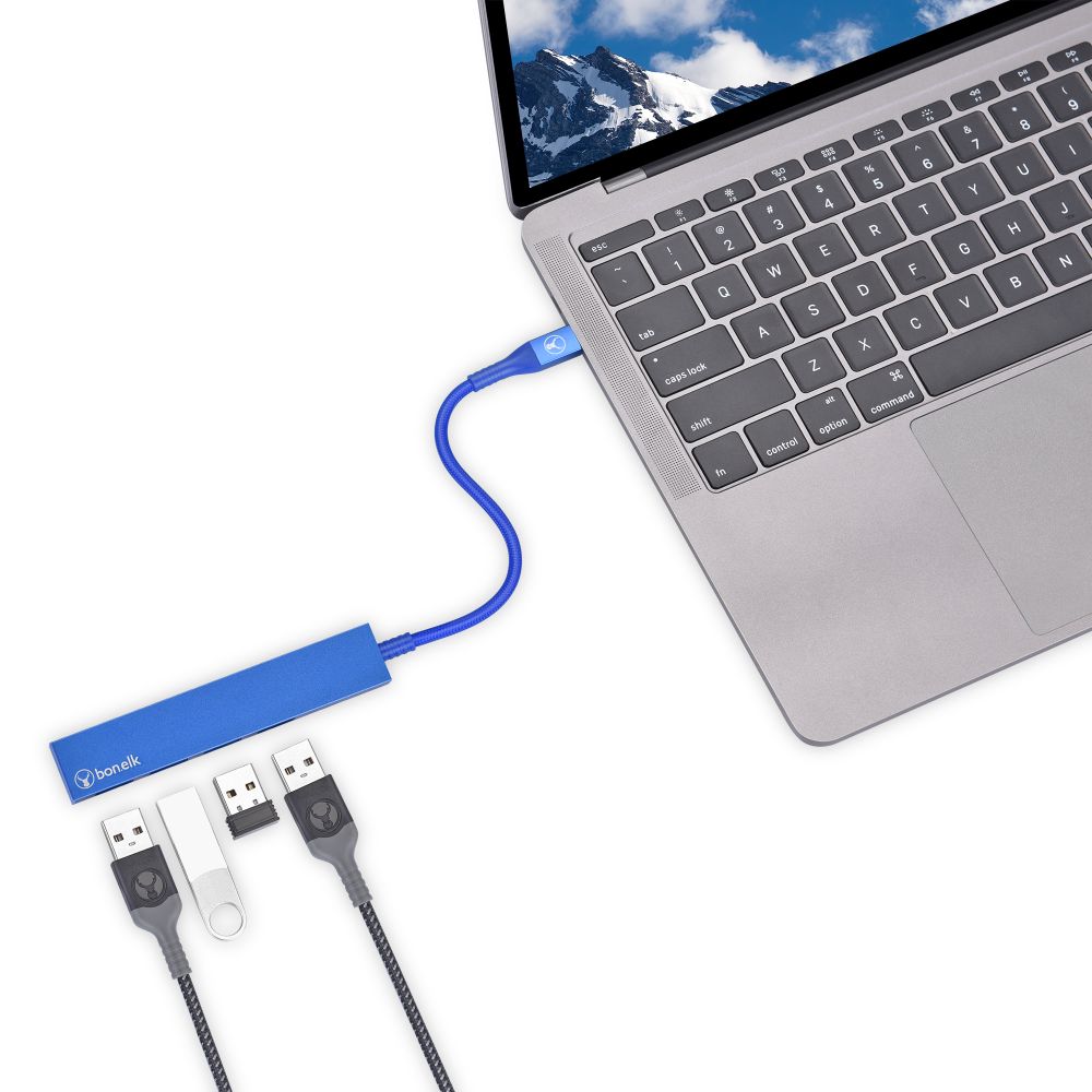 Bonelk Long-Life USB-C to 4 Port USB 3.0 Slim Hub