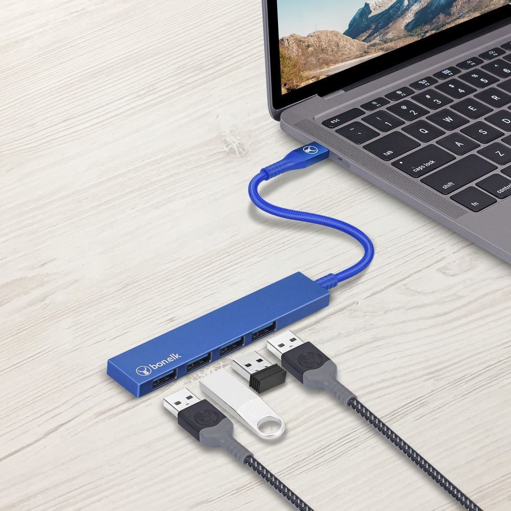 Bonelk Long-Life USB-C to 4 Port USB 3.0 Slim Hub