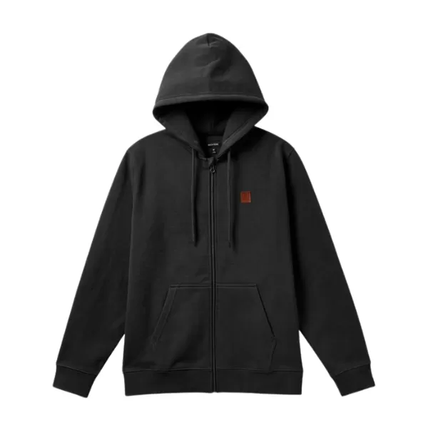 Brixton Builders Fleece Full Zip Hoodie - Washed Black