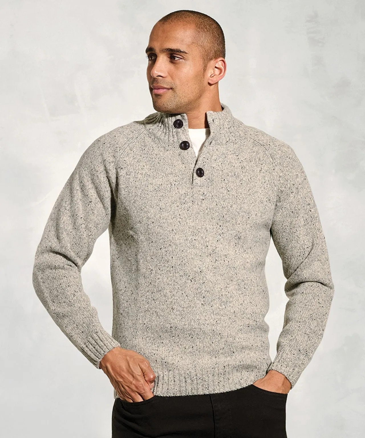 Brook Taverner Nep 3gg Raglan Sleeve Button Neck