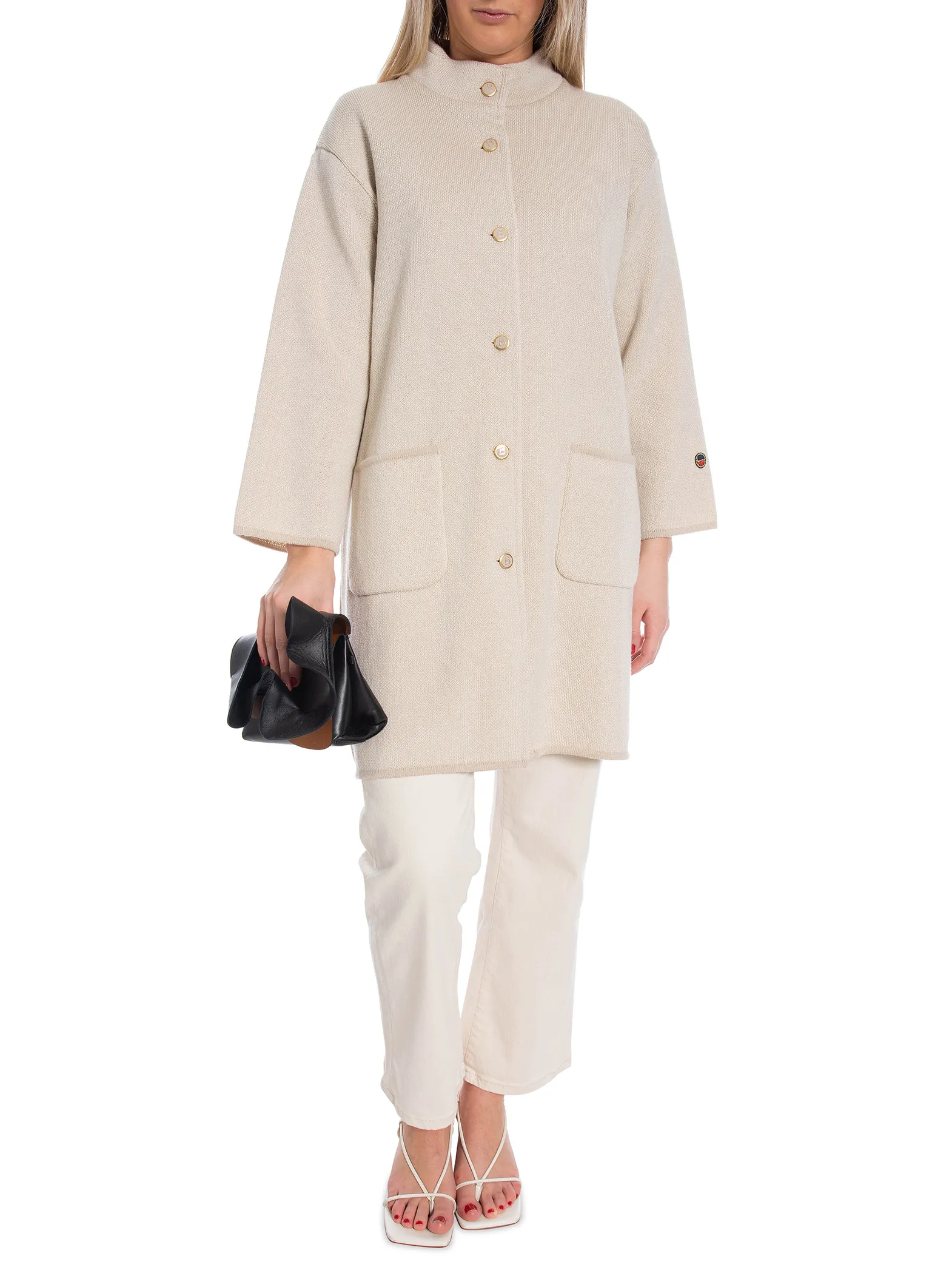 BUSNEL JACQUARD COAT MIKA BEIGE/ECRU