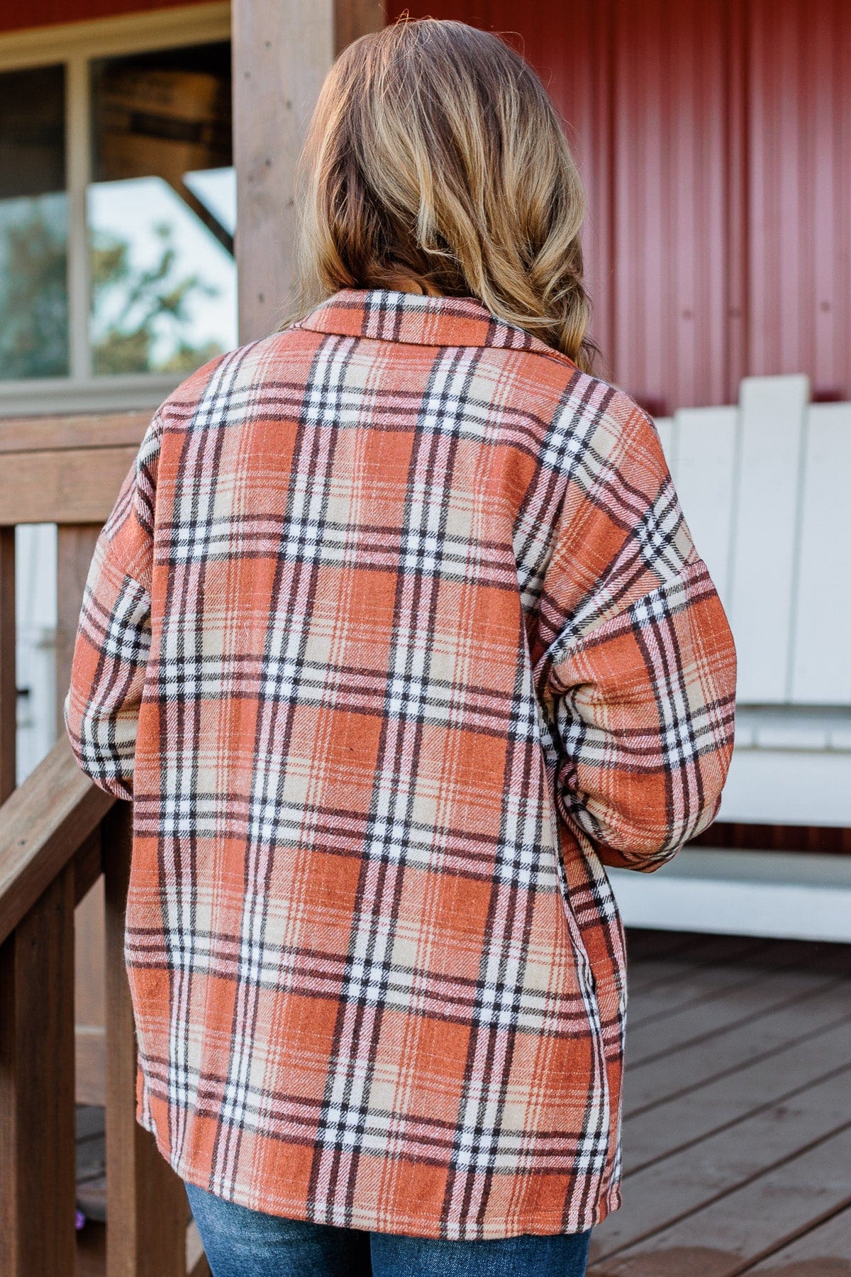 Campfire Nights Plaid Jacket- Burnt Orange