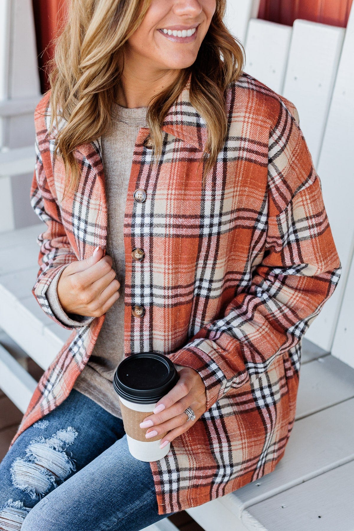 Campfire Nights Plaid Jacket- Burnt Orange