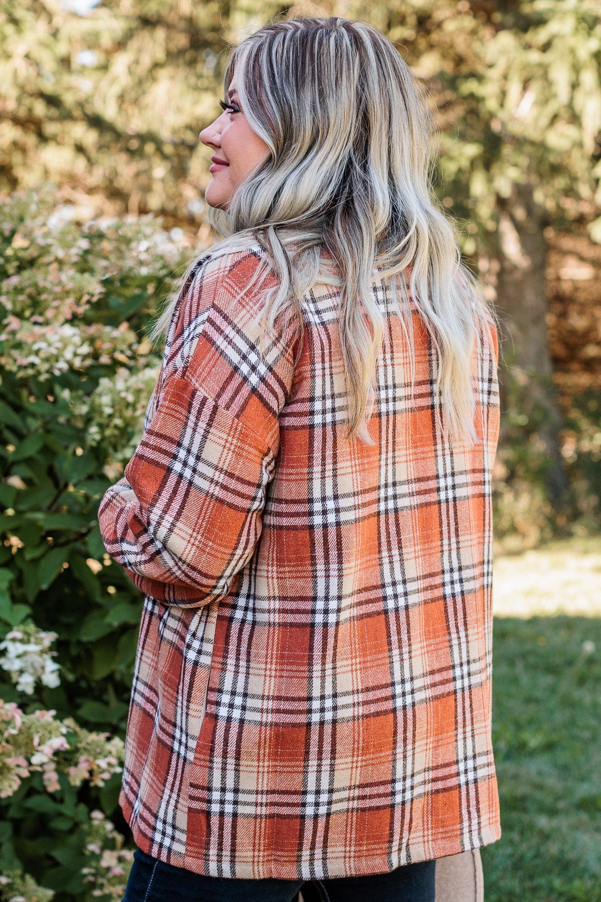 Campfire Nights Plaid Jacket- Burnt Orange