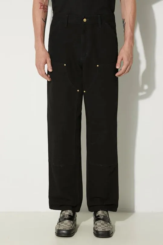 Carhartt WIP cotton trousers Double Knee Pant black color