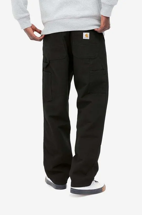 Carhartt WIP cotton trousers Double Knee Pant black color