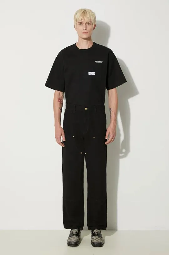 Carhartt WIP cotton trousers Double Knee Pant black color