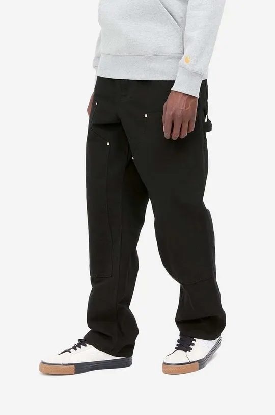 Carhartt WIP cotton trousers Double Knee Pant black color