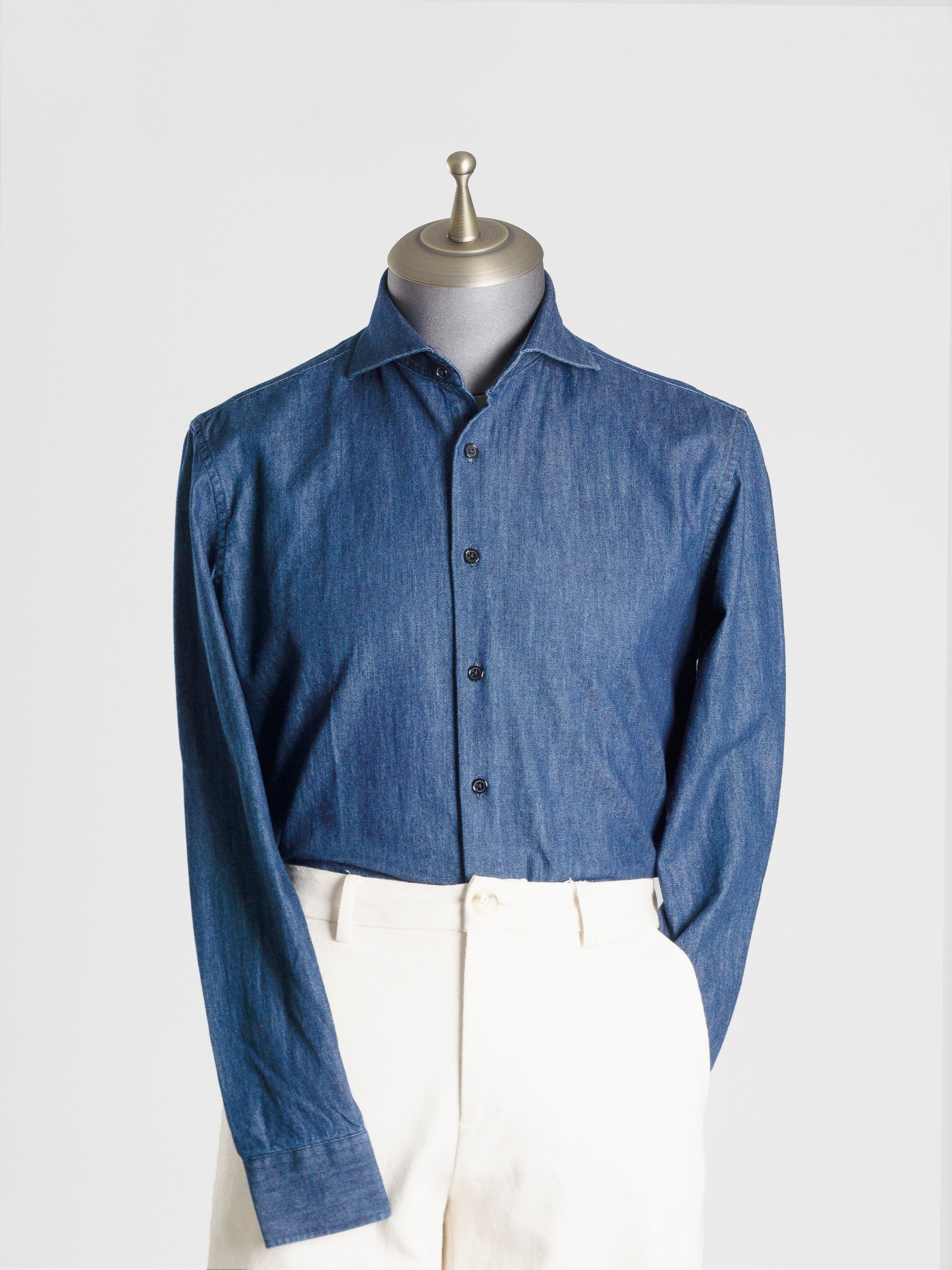 Chambray Shirt - Dark Blue Windsor Collar